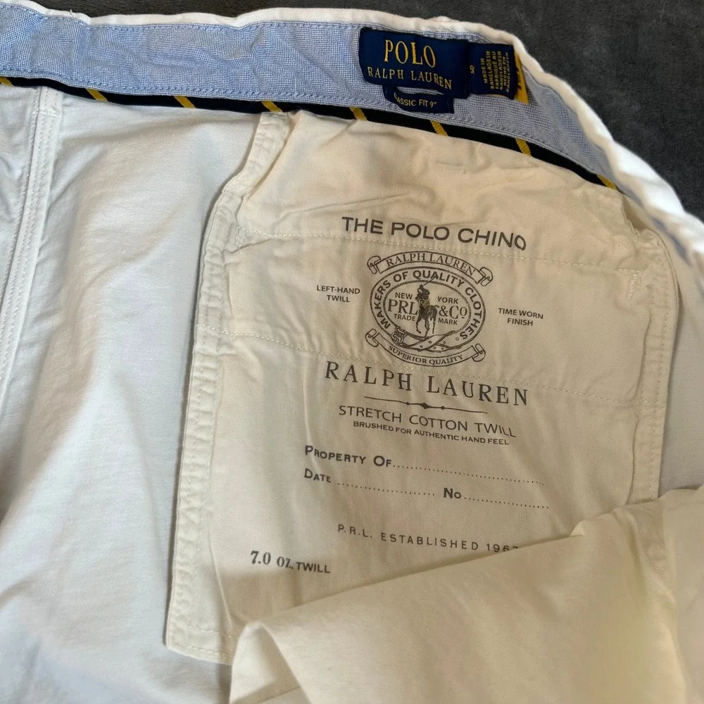 Polo Ralph Lauren Chino Shorts Flat‎ Front Classic Fit Light Beige Mens 50